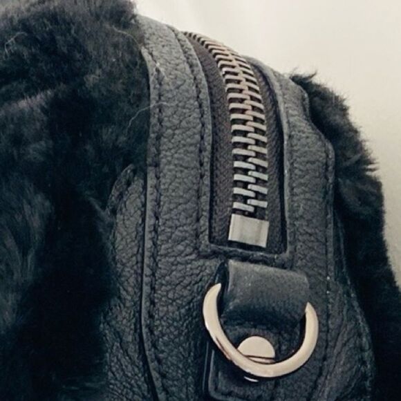 Milly Black on Black Faux Fur Soft Plush Handbag Goth Street contemporary - Picture 10 of 12